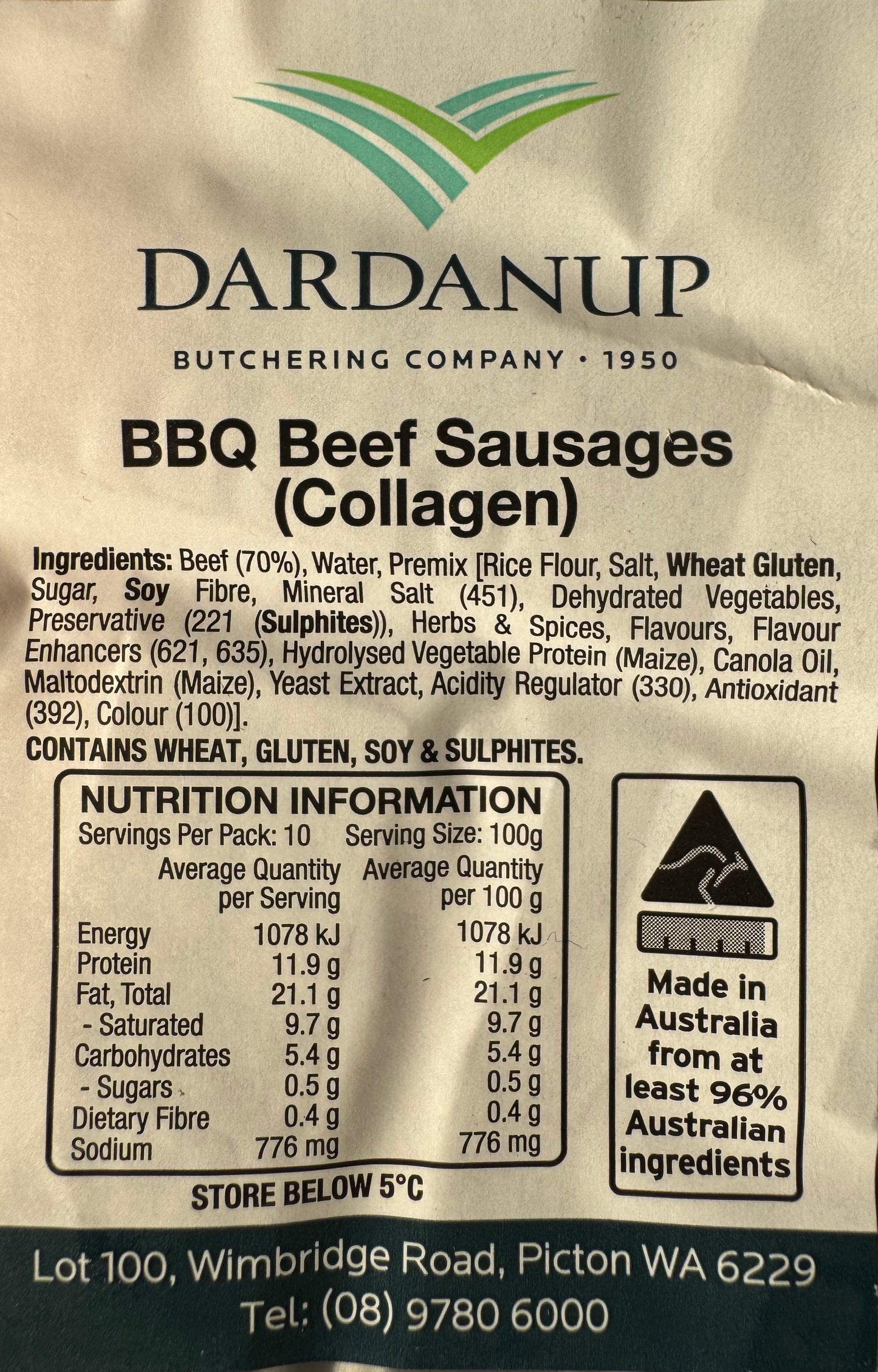 BBQ BEEF SAUSAGES 1KG